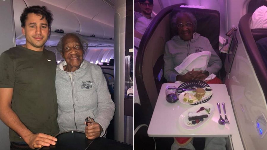 passenger gives first-class seat to 88-year-old woman