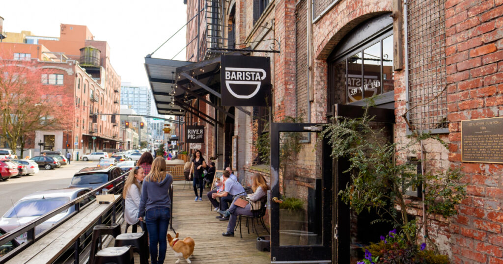 Shutterstock Barista coffee shop in the Pearl District of Portland Oregon.