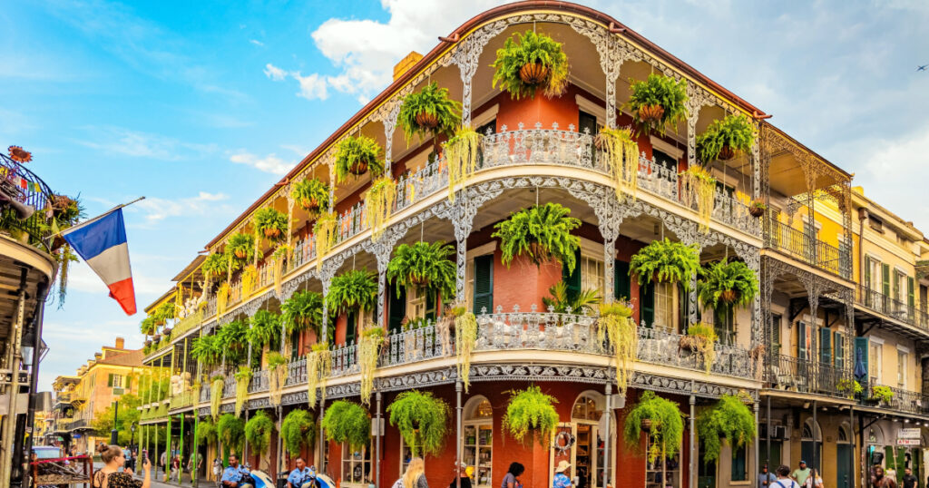 Shutterstock Old french building with typical iron balconies in the french quarter in New Orleans, Louisiana, USA