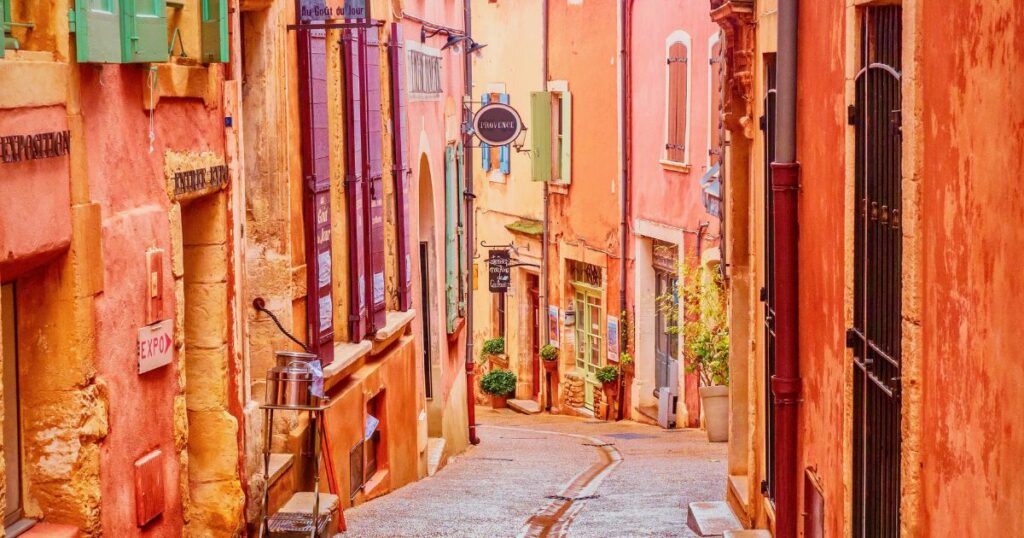 Shutterstock A narrow street in the beautiful French village of Roussillon