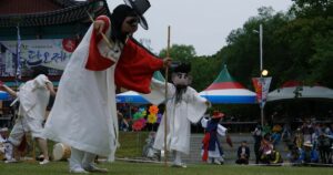 Gyeongsan-si, Gyeongsangbuk-do, Republic of Korea-Jun.9,2106:Traditional mask dance festival on Dano celebration day.