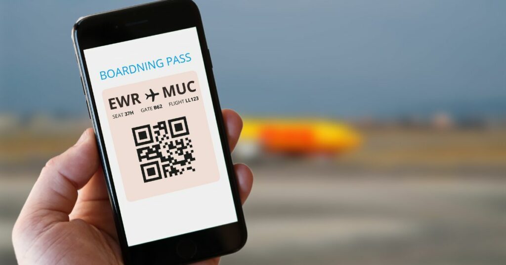 Shutterstock Digital boarding pass on cellphone