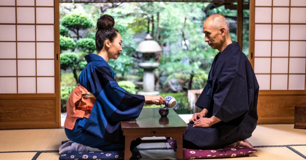 Shutterstock A Japanese couple enjoying tea