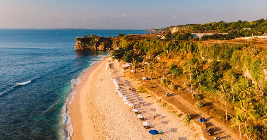 Shutterstock Aerial view of beach with turquoise ocean at Balangan, Bali