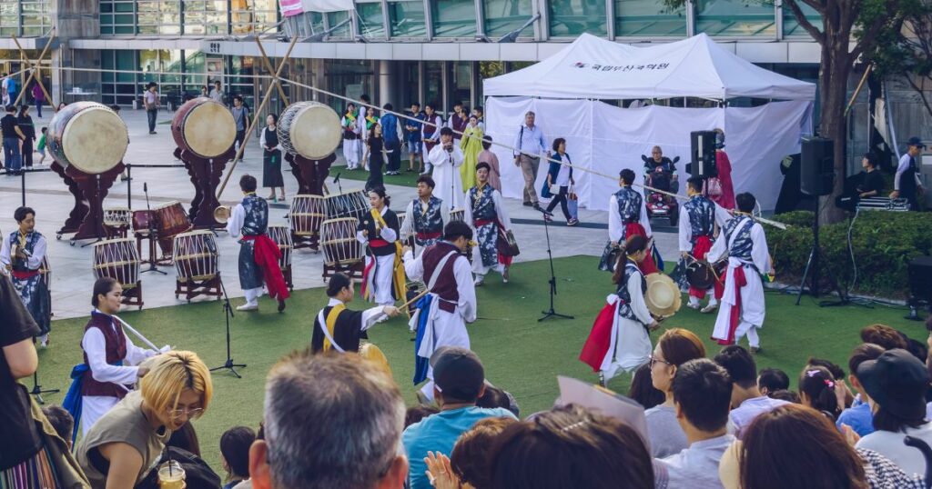 Shutterstock Performance of traditional Korean drummers on Chuseok holiday