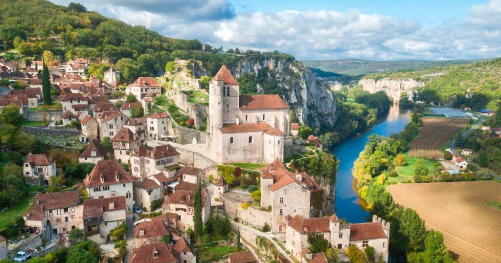 Shutterstock Aerial view of Saint Cirq Lapopie town, France
