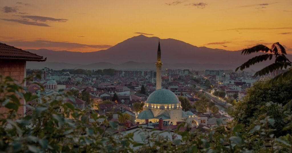 Shutterstock Sunset over the city of Prizren in Kosovo with a beautiful Mosque