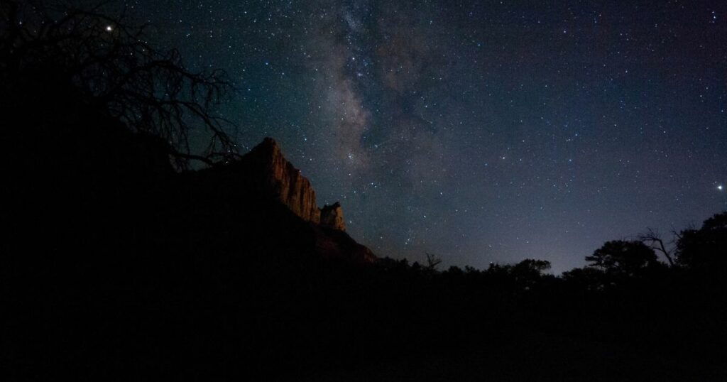 Shutterstock Milky way visible at night in Zion National Park