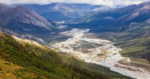 Beautiful landscape view of Gates of the Arctic National Park in northern Alaska.