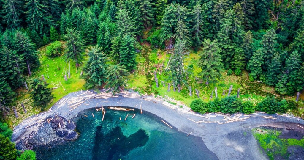 Shutterstock Aerial image of Ninstints, Haida Gwaii, BC, Canada