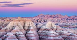 Sunset at Badlands National Park in South Dakota