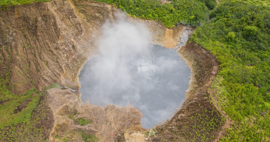 Shutterstock Aerial view of Boiling Lake in the Morne Trois Pitons National Park on the island of Dominica