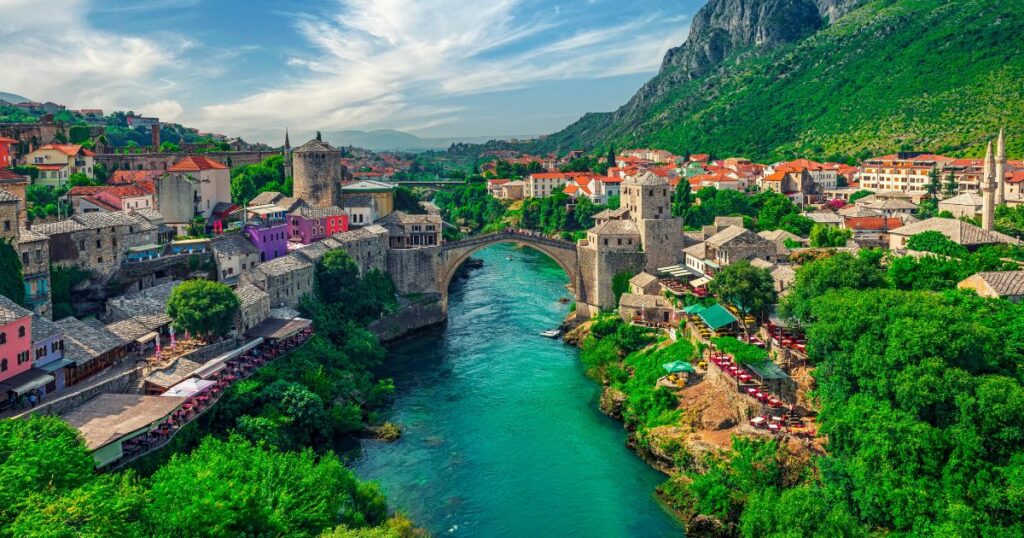 Shutterstock Historic bridge in Mostar, Bosnia and Herzegovina in a beautiful spring month