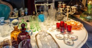 Istanbul, Turkey, 10th of October 2023, Tablewares at an Antique shop in the street of Çukurcuma neighborhood, Editorial only.