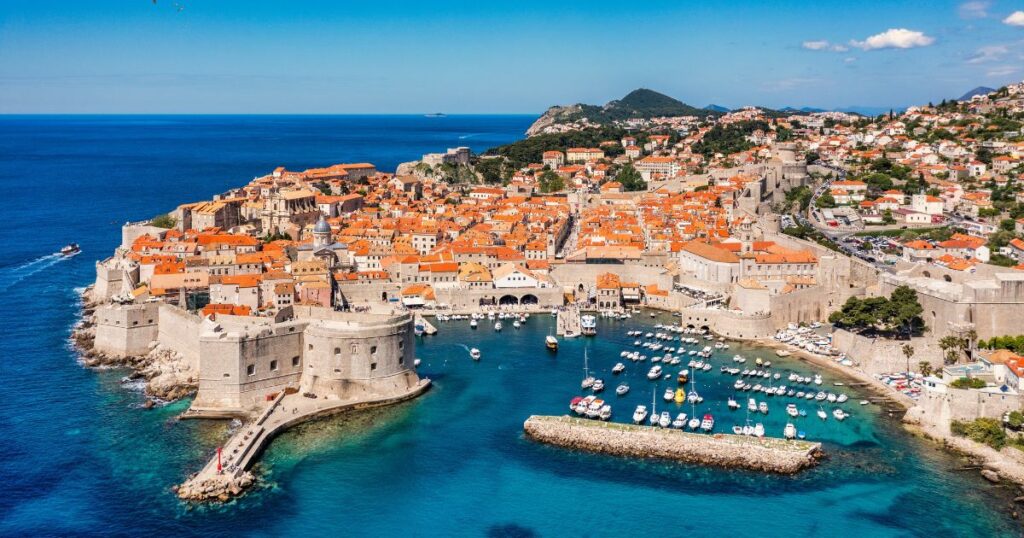 Shutterstock The aerial view of Dubrovnik, a city in southern Croatia fronting the Adriatic Sea in Europe.