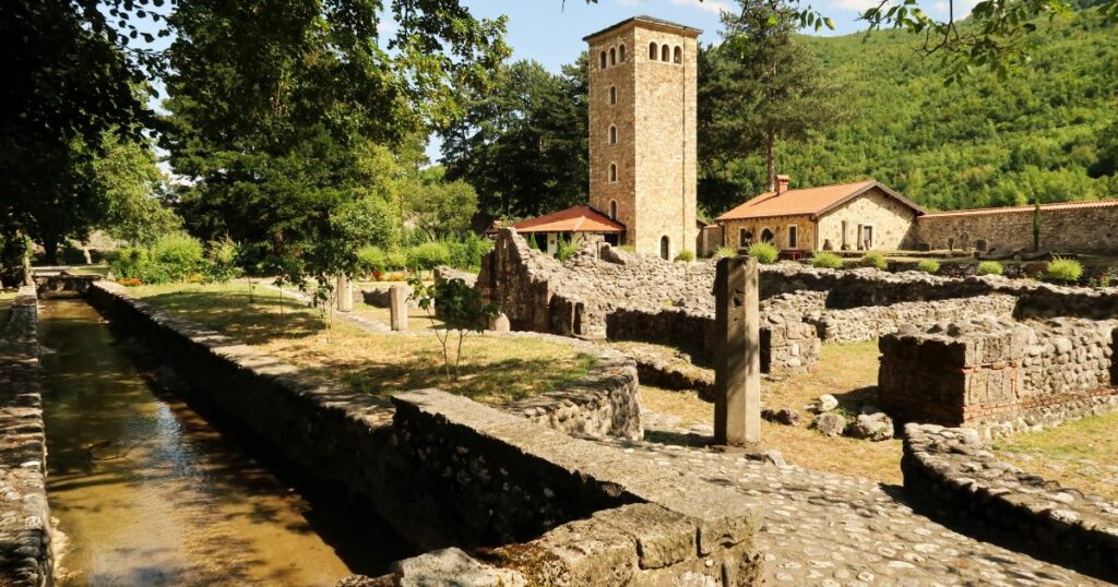 Shutterstock River flowing outside garden of the Patriarchate of Pec Monastery, outside of Peja, Kosovo