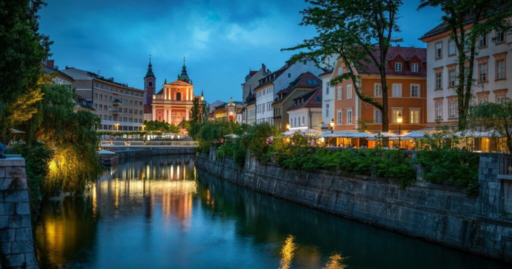 Shutterstock Tromostovje bridge and Ljubljanica river in the Ljubljana city center