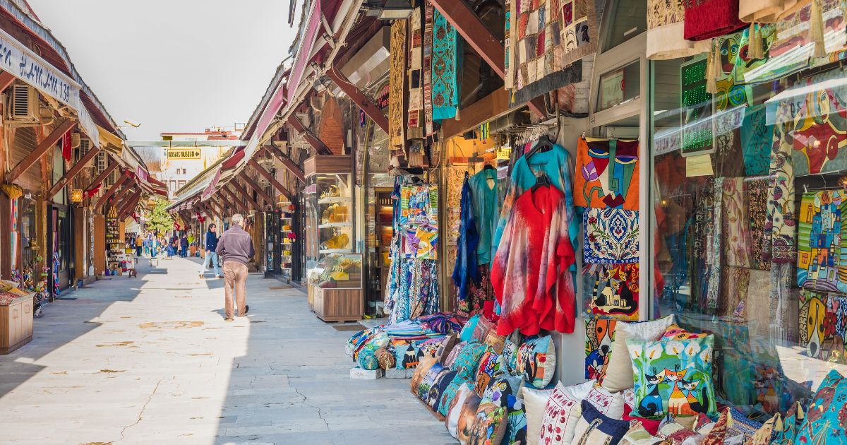 ISTANBUL, TURKEY - FEBRUARY 19, 2017: Arasta Bazaar. The Arasta Bazaar is a tidy market street in the heart of Sultanahmet’s historical district. Sultanahmet, Istanbul, Turkey.