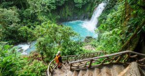 Majestic waterfall in the rainforest jungle of Costa Rica