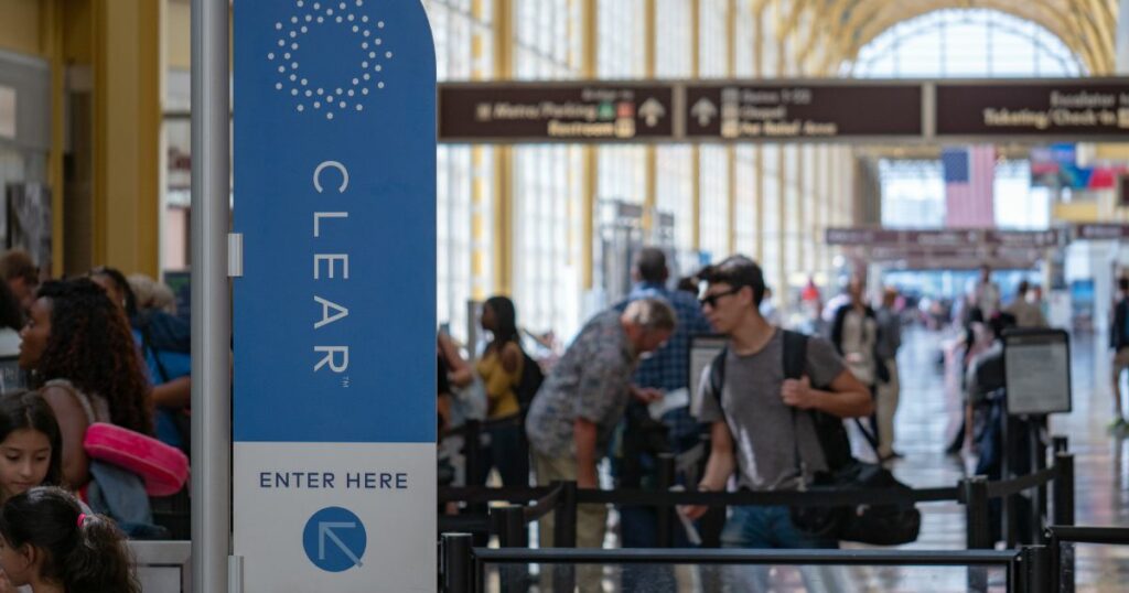 Shutterstock CLEAR line at TSA security checkpoint at Reagan National Airport