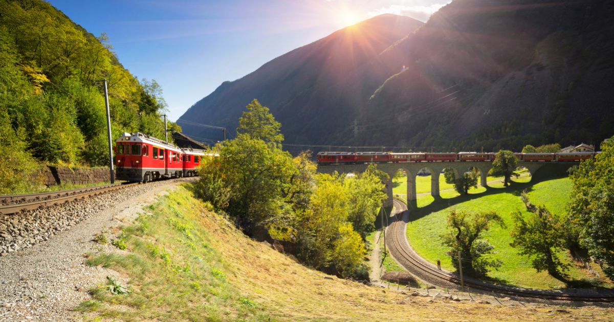 A train passing through a valley