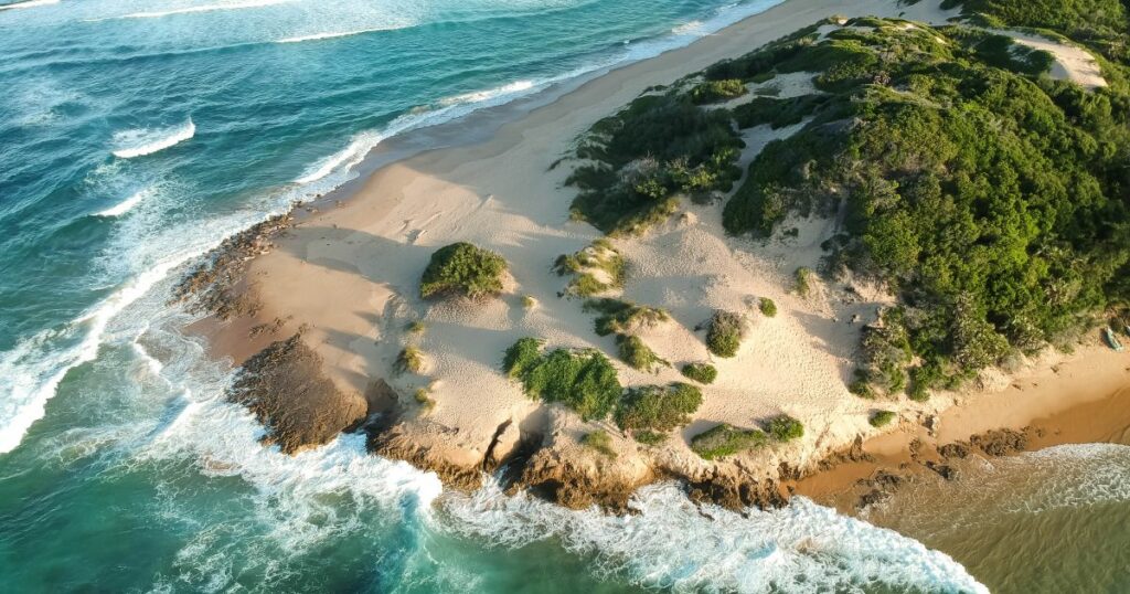 Shutterstock Drone shot of a beach on an island in Tofo, Mozambique