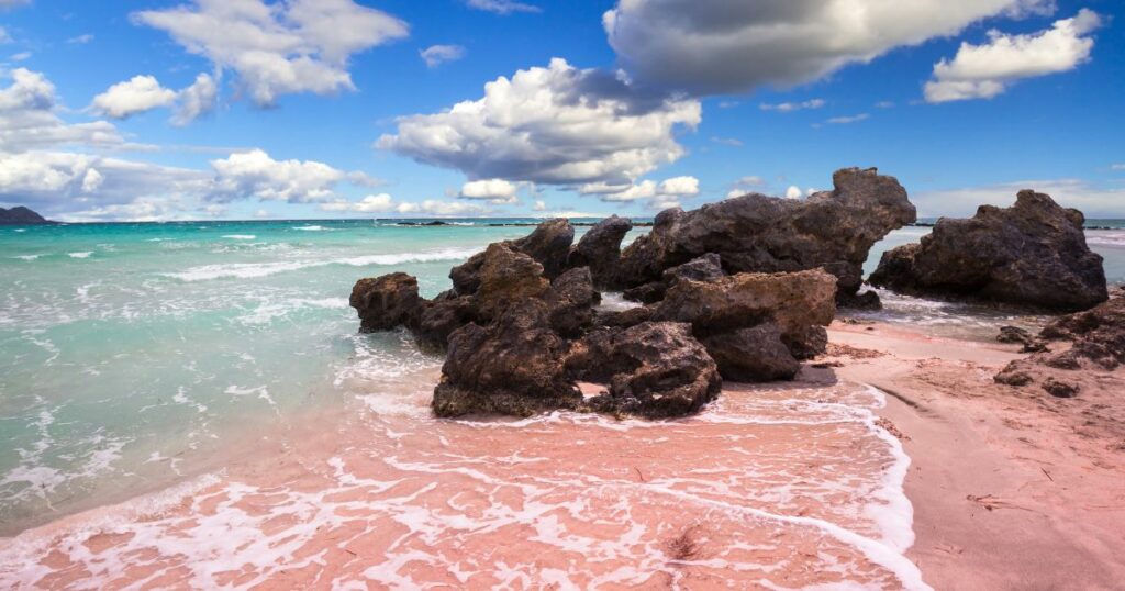 Shutterstock Elafonissi beach with pink sand on Crete, Greece