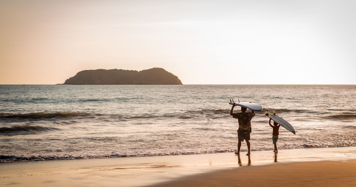 Surfing beach costa rica sunset