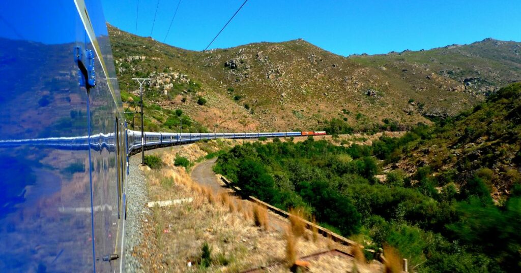 Shutterstock The famous luxury Blue Train snaking through the Karoo in South Africa, from Pretoria to Cape Town