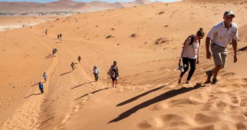 Shutterstock Tourists continue through the Namib Desert National Park in a year that was declared as a drought year by the government in Namibia, Africa