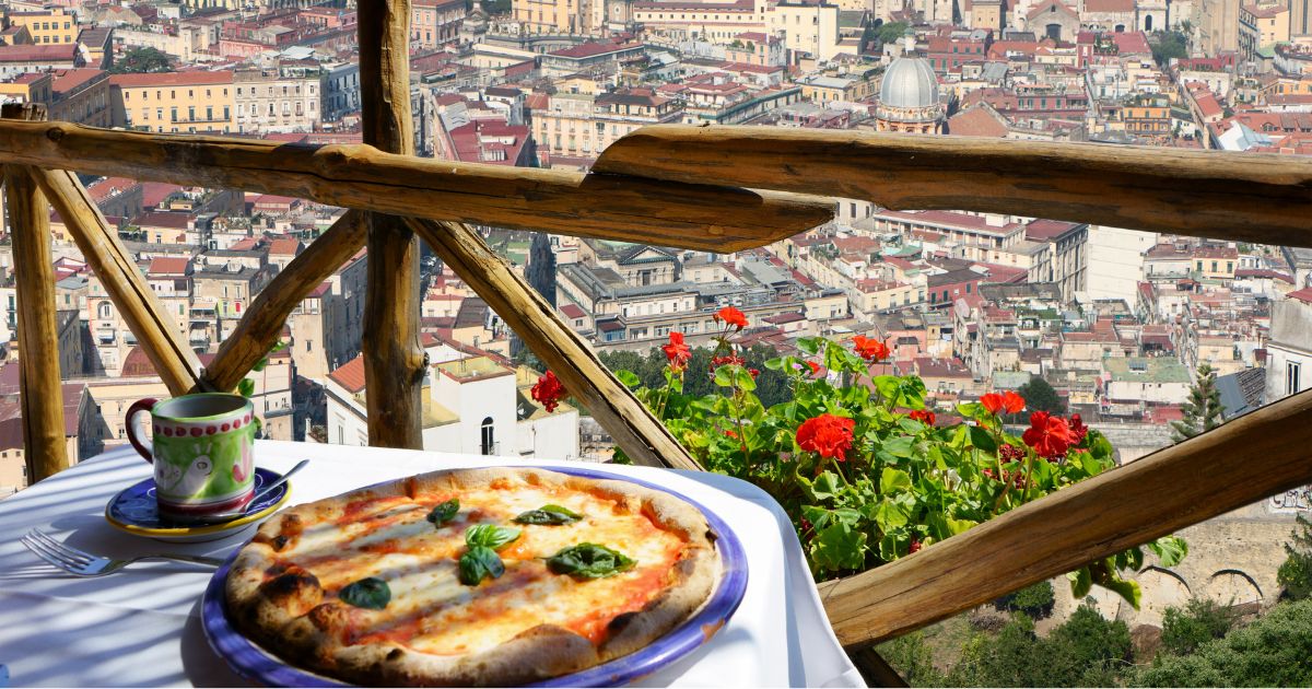 Pizza place on a terrace in Naples