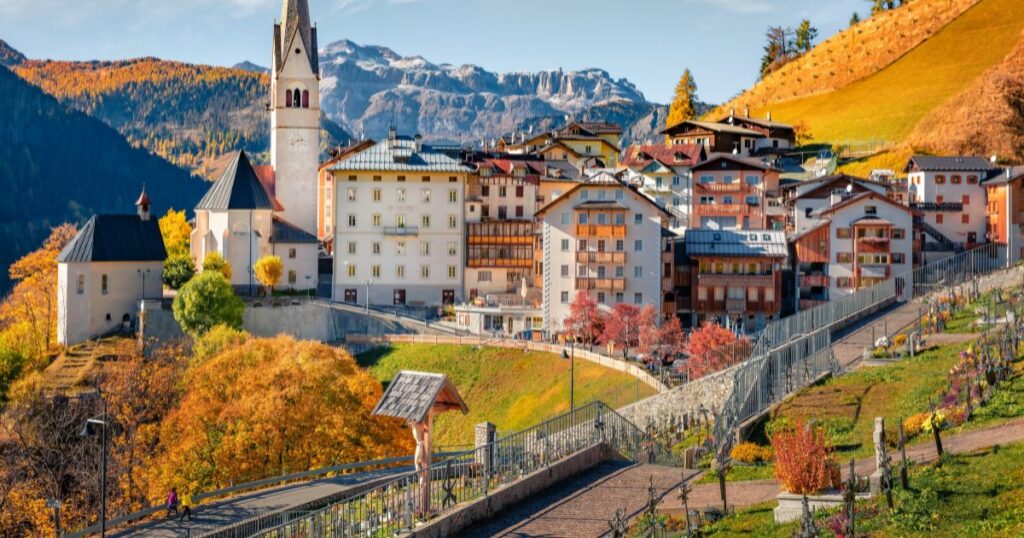 Shutterstock Majestic autumn cityscape of Pieve village, Province of Belluno, Italy