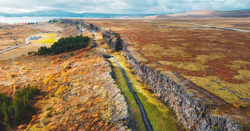 Shutterstock Aerial view of Thingvellir National Park, where two tectonic plates meet