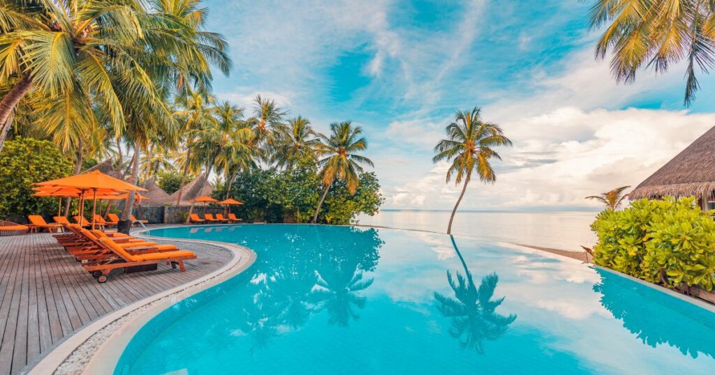 Shutterstock A tropical resort hotel in Maldives