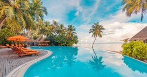 A tropical resort hotel in Maldives