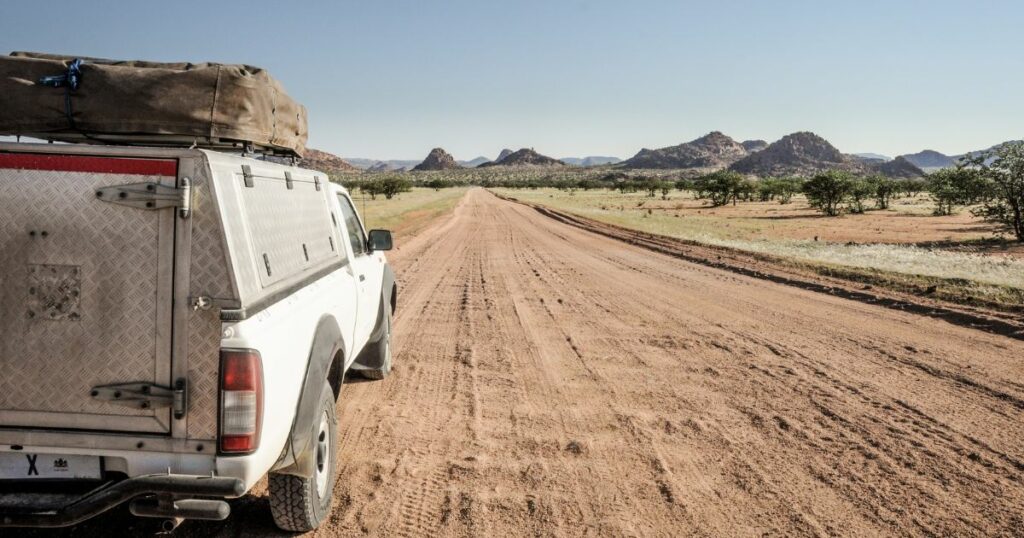 Shutterstock A vehicle on the roads of Namibia