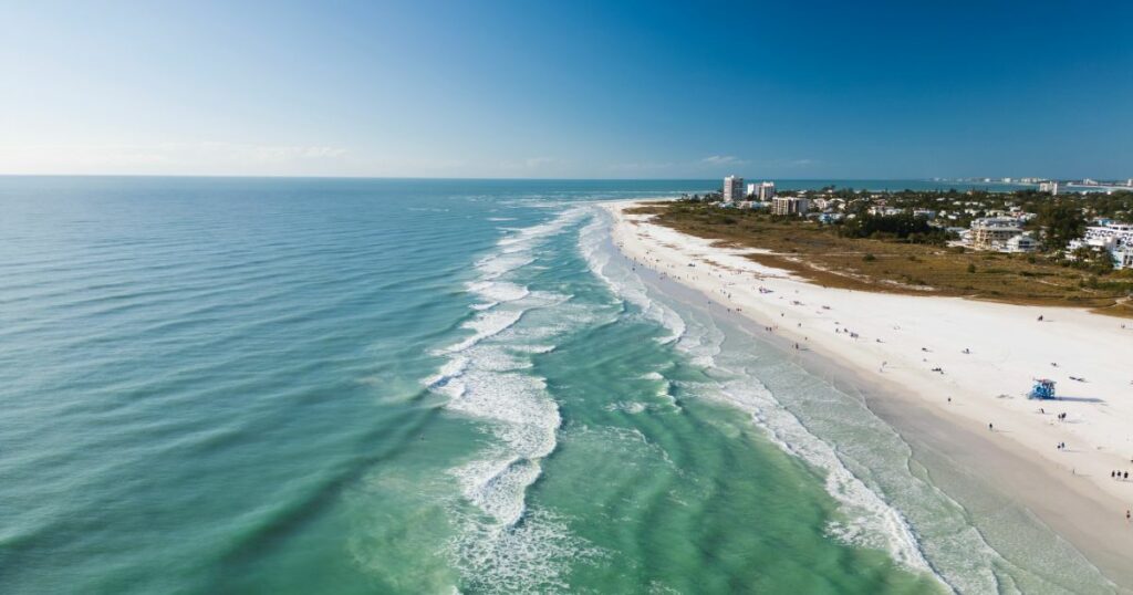 Shutterstock Aerial view of beach in Siesta Key, Florida