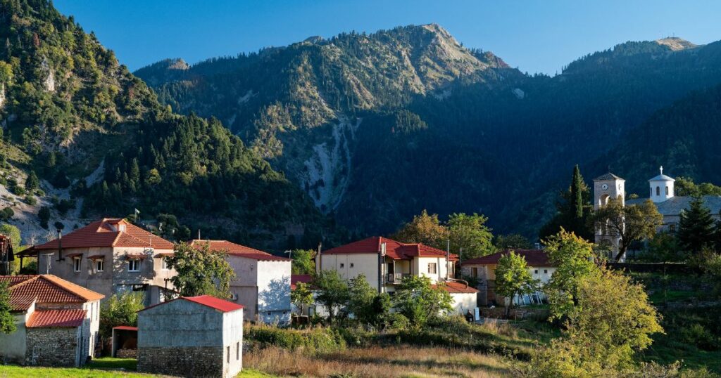 Shutterstock View of the traditional village of Agrafa at the Agrafa mountains in Central Greece
