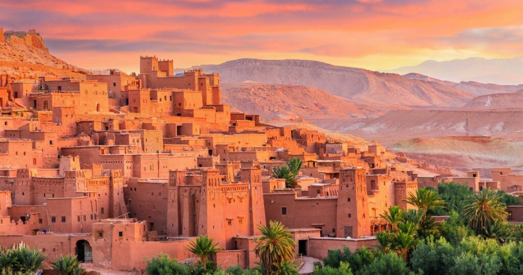 Shutterstock Ait-Ben-Haddou, Ksar or fortified village in Ouarzazate province, Morocco. Prime example of southern Morocco architecture.