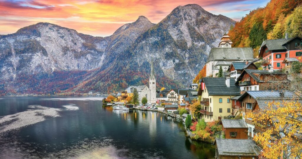 Shutterstock Amazing view of famous Hallstatt mountain village with Hallstatter lake. Popular travel destination. Location: Hallstatt, Salzkammergut region, Austria, Alps. Europe.