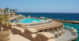Beautiful views of the coast of sahl hasheesh hurghada for banner background