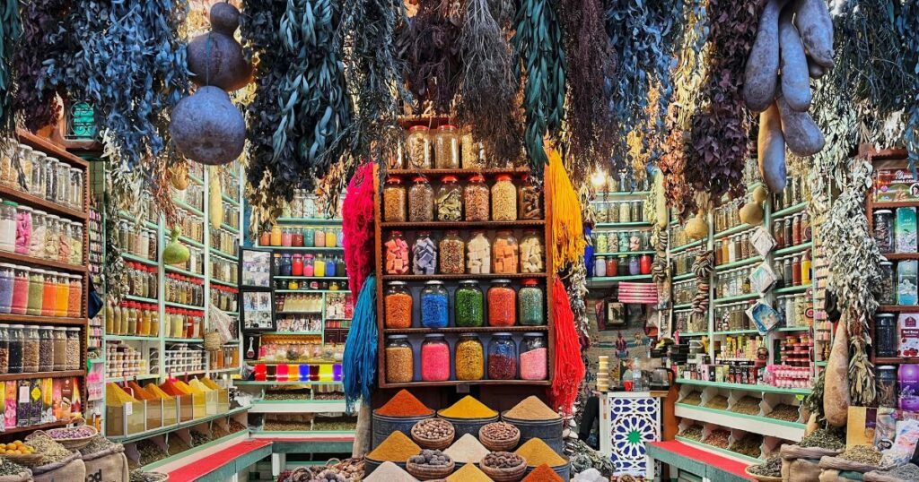 Shutterstock A traditional spice and herbal shop in Marrakech, Morocco.