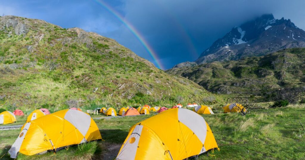 Shutterstock Paine Grande campsite while hiking the W Trek in Torres del Paine