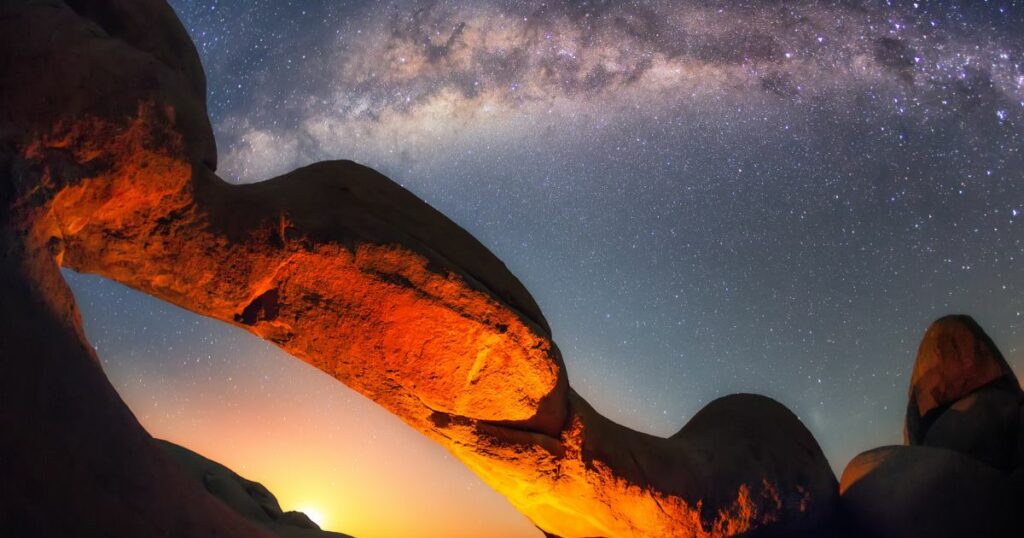 Shutterstock Moonrise at the Spitzkoppe’s arch.