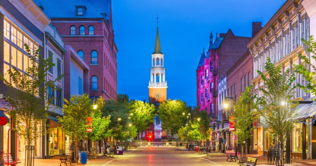Burlington, Vermont, USA at Church Street Marketplace.