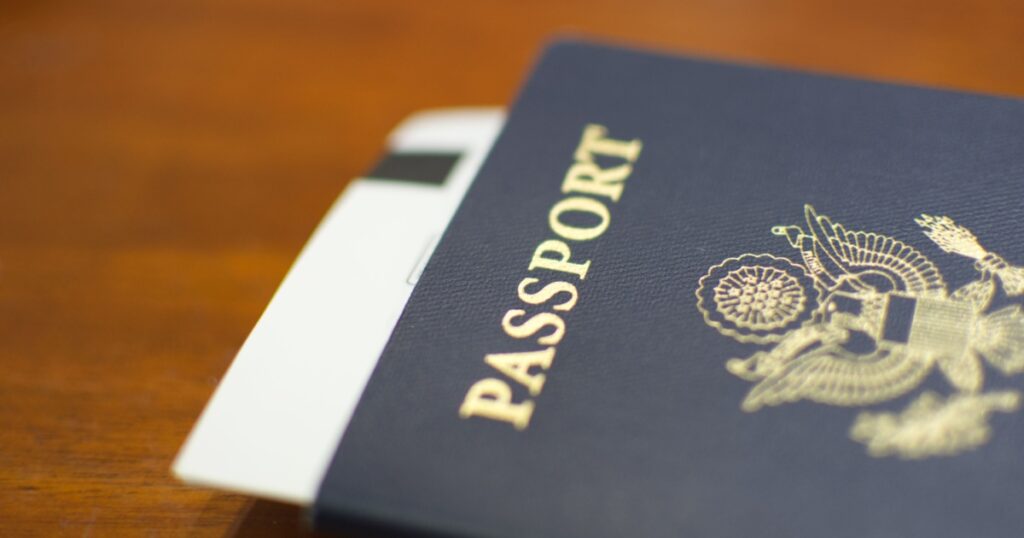American passport on a table