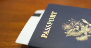 American passport on a table