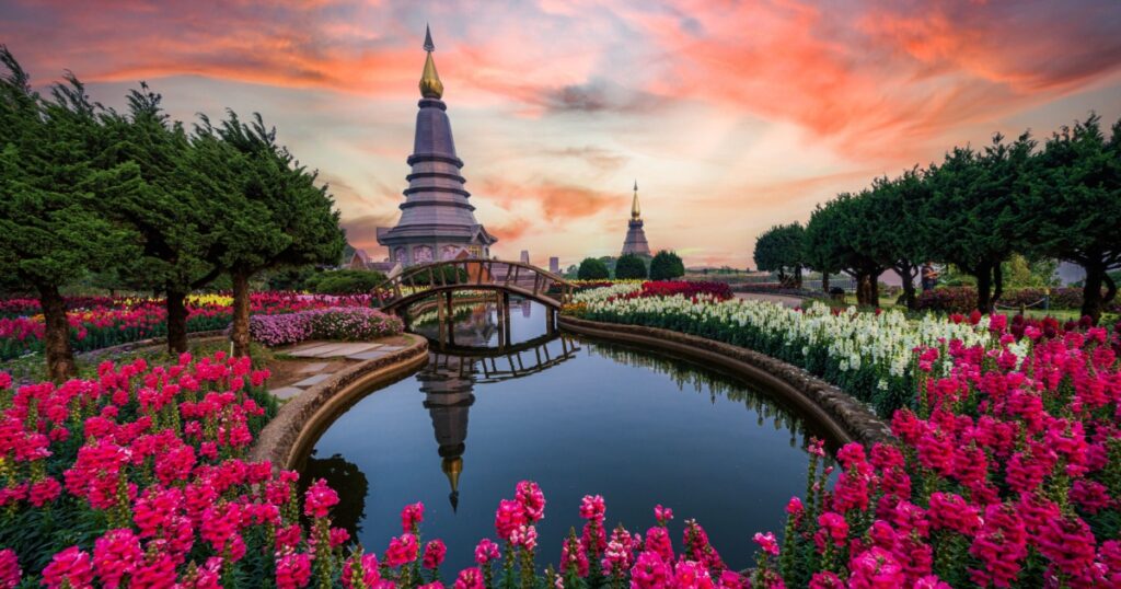 Place leisure travel, Doi Inthanon national park of Thailand. Pagoda on Inthanon national park at Chiang mai, Thailand.