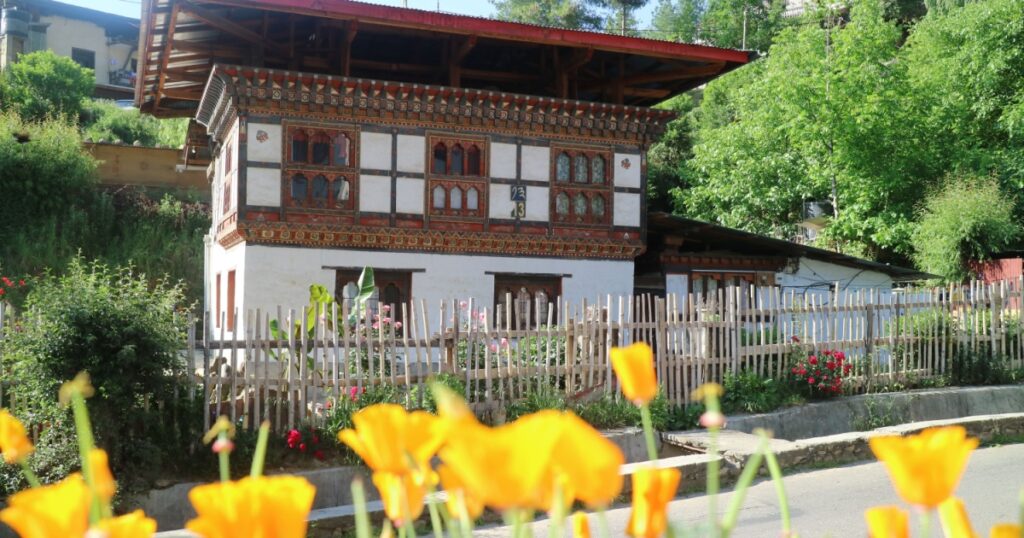 A typical bhutan house located in Thimpu Bhutan.