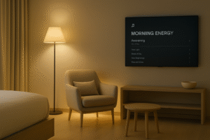 Modern luxury travel redefined through subtle AI anticipation of guest needs.